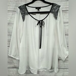 Sheer Black Trim Blouse